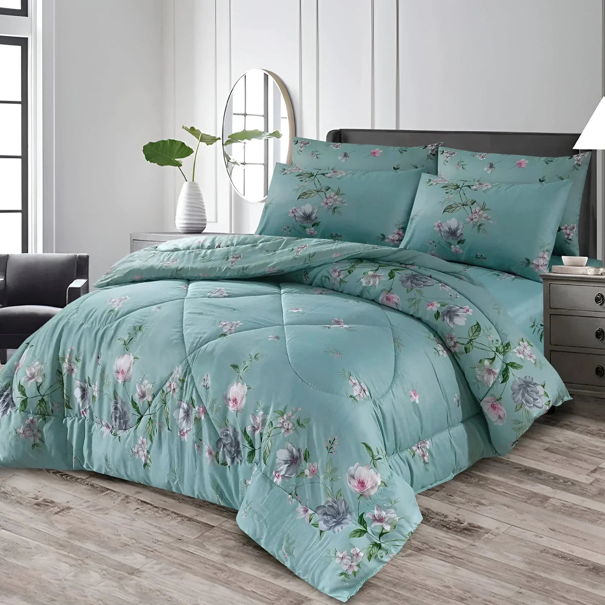 BLOWKIT Summer King Size 7 Pieces Comforter Set - NS002